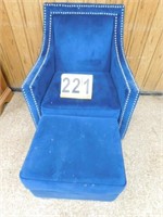 Blue Chair With Foot Stool