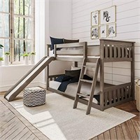 Max & Lily Twin Over Twin Low Bunk with Slide and