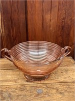 Early 1900's Double Handled Pink Depression Bowl
