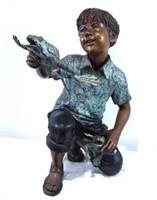 A Bronze Fountain of a boy and a frog