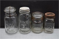 Lot of 4 Misc Vintage Canning Jars