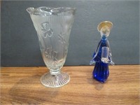 Iris & Herringbone Vase & Art Glass Angel