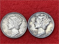 1937 & 1944 Mercury Silver Dimes