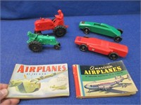 2 derby toy cars -2 toy tractors -2 airplane books