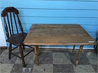 oak doll table and chair