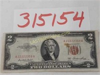 1953 Red Seal U.S. $2 Note, 5 consecutive 2s in SN