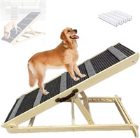 Dog Ramp, Adjustable Folding Wooden Ramps, Gray