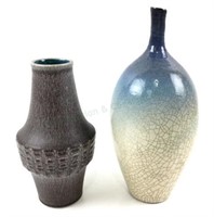 (2) Mid Modern Style Studio Pottery Vases