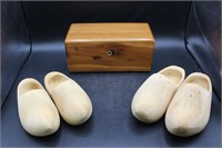 1940s Lane Minatare Cedar Chest & Two Pairs Clogs