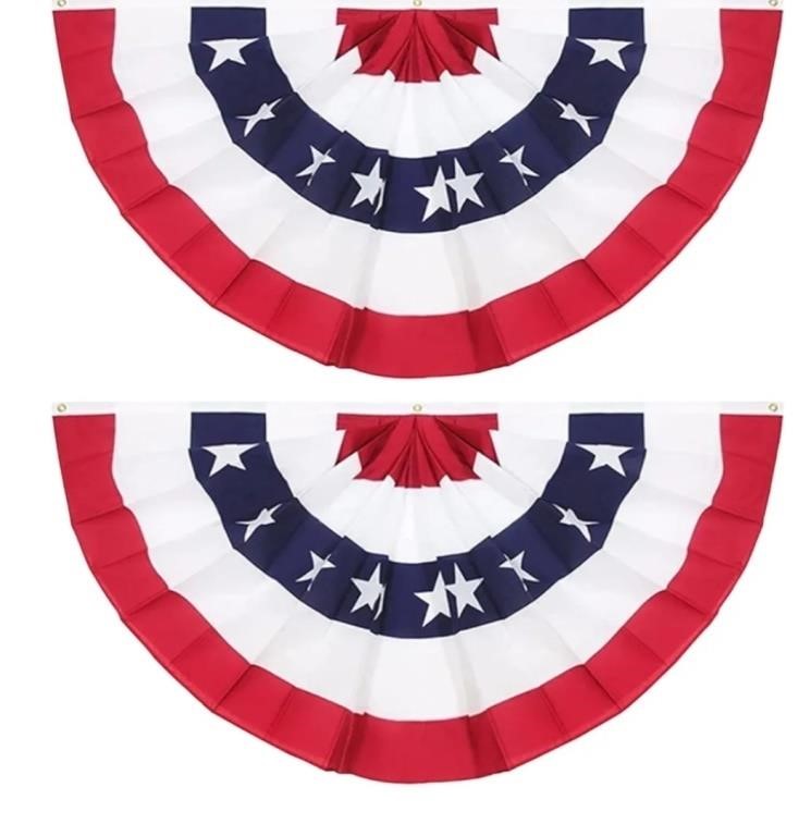 New 2pcs American Pleated Fan Flag 4th of July