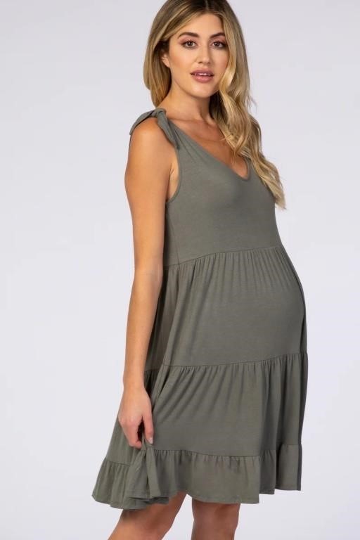 New size L Knotted Strap Tiered Maternity Dress