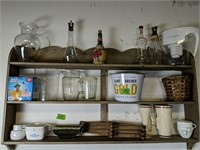 Wall Mount Shelf, Glass Vases, Beer Bucket Etc