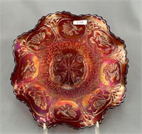 Dragon & Lotus ruffled bowl - red