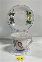 Vtg Italian Faience Floral Pottery Cup Saucer