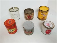 Lot Of 6 Vintage Round Tobacco Tins