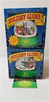 2 John Deere Holiday Snow Globes