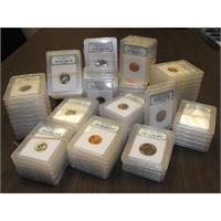 Lot of (50) INB Slabbed MS 60-BU Coins