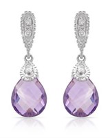 14KT White Gold 4.38ctw Amethyst and Diamond Earri