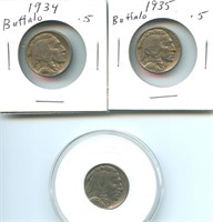 Group of 3 Buffalo Nickels