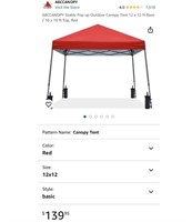 Pop-Up Outdoor Tent (Open Box)