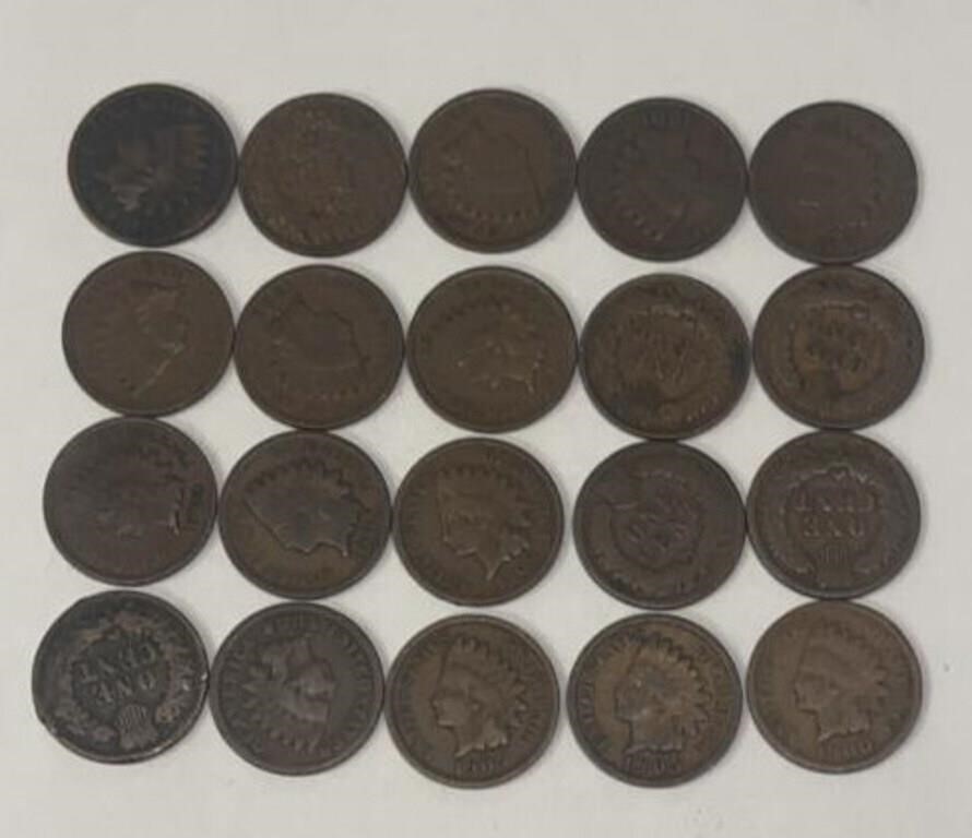 (20) US Indian Head Cents