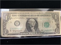 1963 $1 Note Error-Light Ink On Back