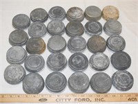 LOT - VINTAGE ZINC LIDS - 29 TOTAL