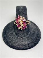 Sterling Ruby/CZ Ring 3 Grams Size 7.75