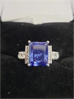 Sterling and CZ Sapphire Ring