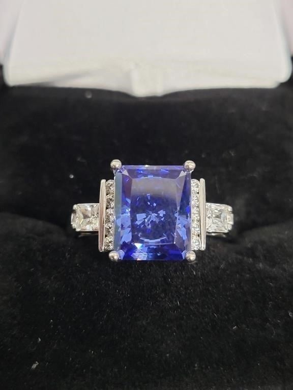 Sterling and CZ Sapphire Ring