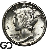 1940-D Mercury Dime, Lustrous Superb Gem BU