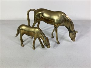 Vintage Brass Horse & Colt Figurines