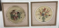 (F) Framed Floral Painting Prints: 17 x 17 I