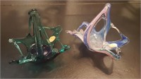 Green & Pastel Murano Glass Baskets
