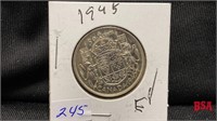 1945 Canadian 50 cent coin
