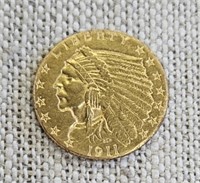 1911 US 2 1/2 Dollar Gold Coin