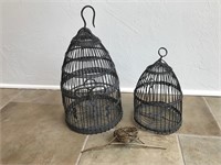 2 French Antique Metal Bird Cages