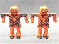 2 Halloween Jack o Lantern head scarecrow candy