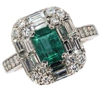 14k Gold 2.54 ct Natural Emerald & Diamond Ring