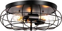 3-Light Industrial Metal Cage Ceiling Light