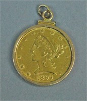 1899 US LIBERTY HALF EAGLE $5 GOLD COIN