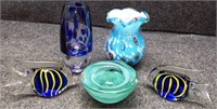 Art Glass Fish, Kosta Boda Bowl & Vases