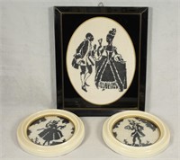3 Antique Courting Couple Needlepoints
