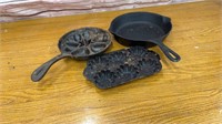 3 Piece Set of Cast Iron Skillets. Hearts and