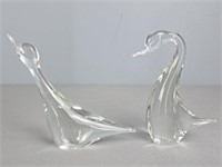Pair Of Art Glass Birds Chalet