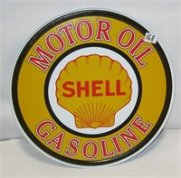 New Shell Motor Oil Gasoline  Round Tin Sign