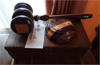 Large gavel and block and antique document