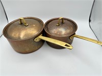 Two Paul Revere Copper Lidded Sauce Pans