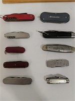Lot of 10 vintage folding pocket knives