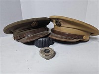 Vintage Naval hats and Army Corps compass